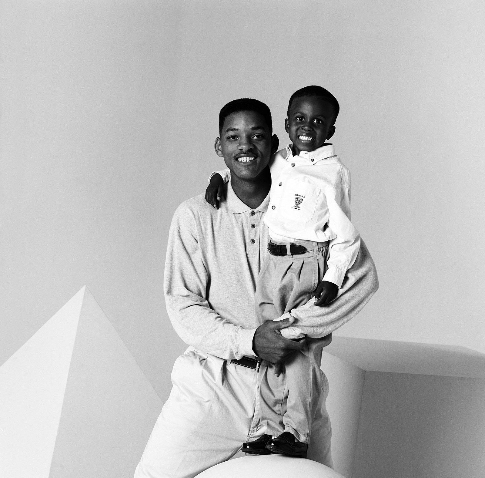 Will Smith et un petit garçon photo en noir et blanc